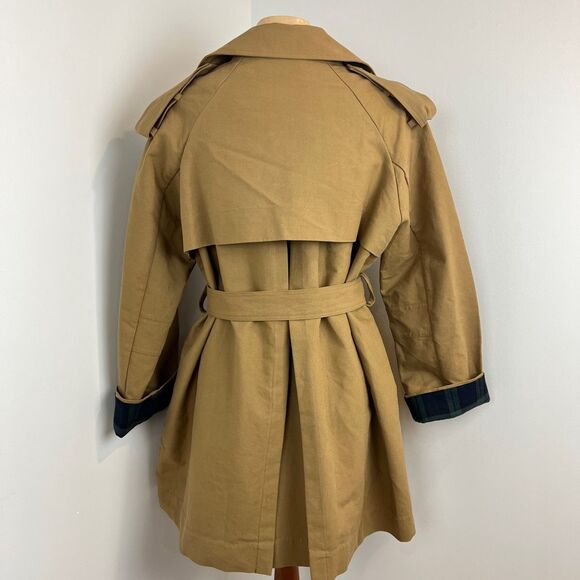 Flash Women's Size 1 US S Tan Khaki Flannel Overcoat Peacoat Jacket Korea Trench - Picture 4 of 16